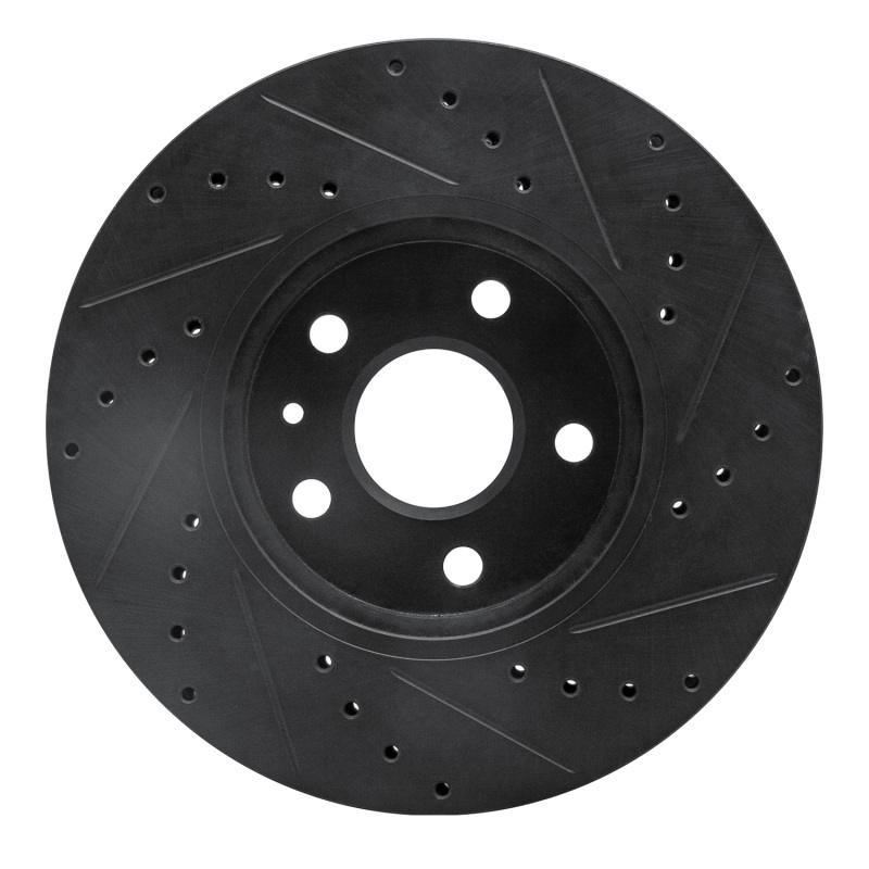 Cadillac CTS Brake Rotor (1) - Front Left - R1 Concepts - Drilled & Slotted - Black - `08-`14